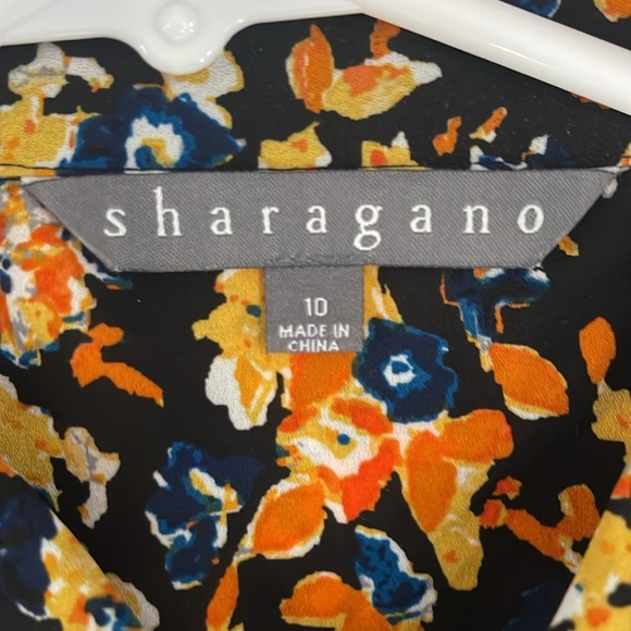 NWT Sharagano Orange & Black Multi Floral Collared Dress Size 10 - Picture 5 of 8